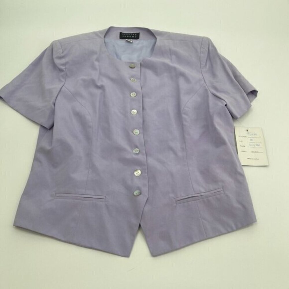 Spenser Jeremy Blouse 16 Womens Silk Short Sleeves Purple Lavender Lilac Casual